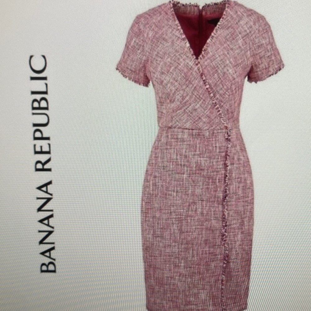 Banana Republic Pink tweed dress with fringe